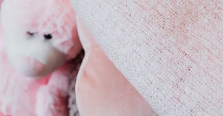 A textured pink blanket paired with a cute plush toy bear for a cozy feel. - King Squishy - King Squishy