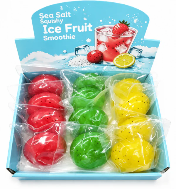 Bolsa de PVC con squishy de fruta tipo smoothie
