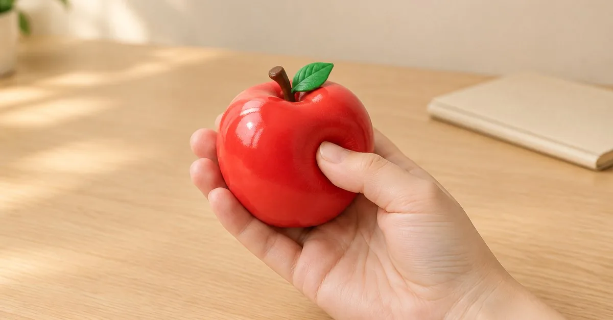 Squishy a forma di mela morbido a ritorno lento, premuto in una mano per reindirizzare l'impulso di strappare i capelli - King Squishy