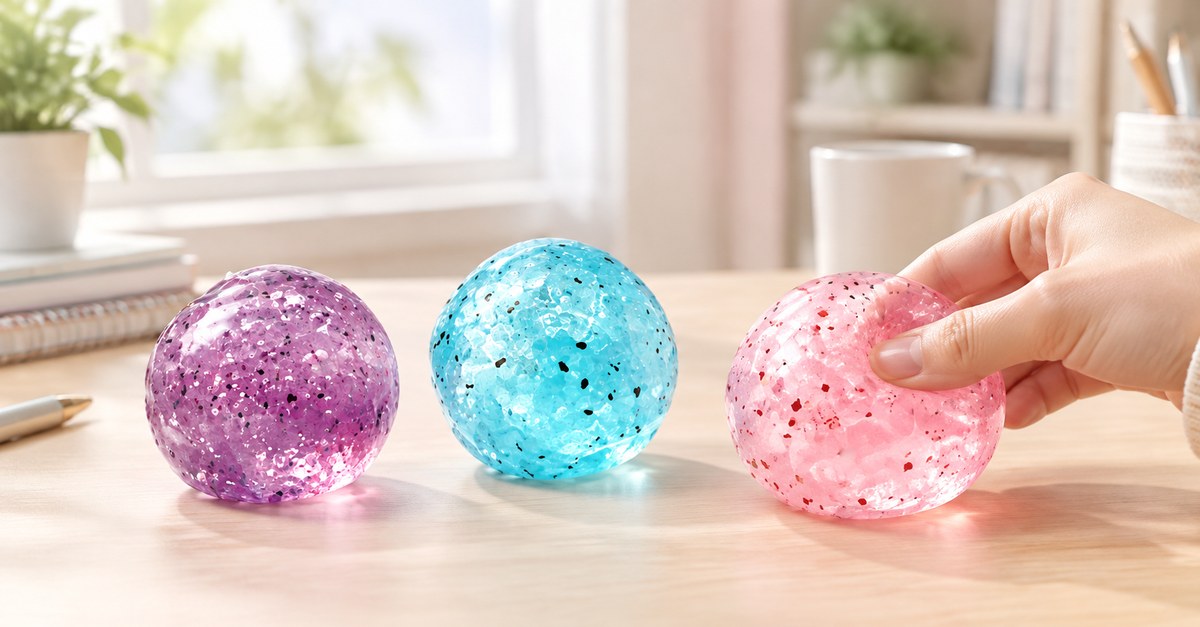 ثلاث ألعاب فيدجت كرة ضغط بحبيبات مائية للوسواس القهري على مكتب هادئ - King Squishy