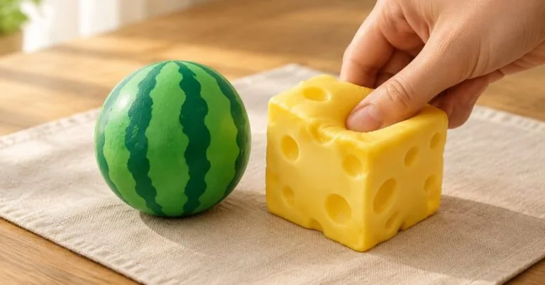 Hand squeezing a firm squishy cube - fidget toys for skin picking wholesale by King Squishy