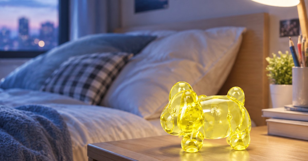 Soft slow-rise squishy on a teenager's nightstand - King Squishy