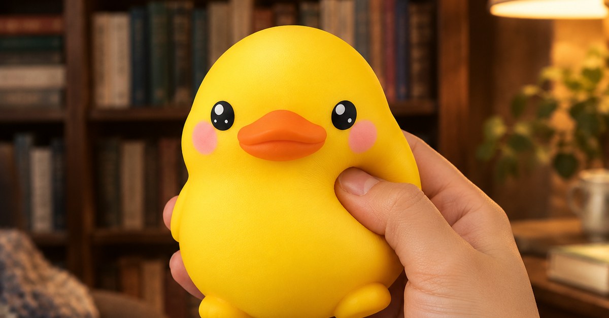 Hand squeezing an oversized squishy pillow toy - King Squishy