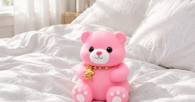 Oversized squishy pillow toy on a linen bed - King Squishy